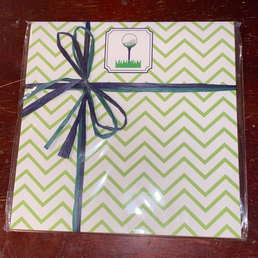 NWT Ann Page 8x8 golf notepad. Wrappwd in cellophane and tied with ribbon
